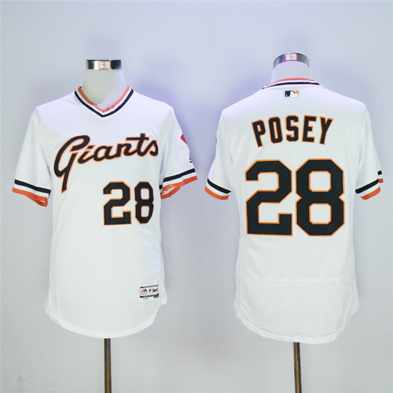 Men's San Francisco Giants #28 Buster Posey White Cool Base Cooperstown Collection Player Stitched MLB Jersey